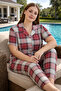 Plus Size Women's Short Sleeve Milan Fabric Pajama Set 50501-2174 Red02 - 2