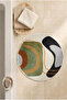 Round Multi-Purpose Bathroom Mat Non-Slip Base Foot Mat 50X50 Modern Patterned Soft Base - 3