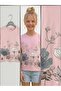 Girl's T-Shirt with Pink Butterfly and Flower Pattern -2262 - 4