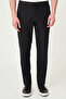 Straight Slim Fit Men's Trousers with Drawstring and Stitching Detail Black - 38348.26Y - 4
