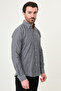 Straight Slim Fit Button-Collar Linen Men's Shirt Anthracite - 27147.26Y - 3