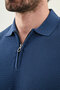 Stripe Detailed Slim Fit Polo Collar Zippered Men's Knitwear T-Shirt Indigo - 11592.26Y - 2