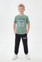 Short Sleeve T-Shirt and Long Sweatpants with Print Detail for Boys - Top and Bottom Set - 2