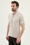 Stripe Detailed Slim Fit Polo Collar Zippered Men's Knitwear T-Shirt Beige - 11592.26Y - 3