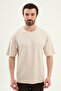 Plain Slim Fit Oversize Crew Neck Men's T-Shirt Beige - 36871.26Y