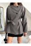Women's Regular Fit Crew Neck Belted Trench Coat Trench Coat