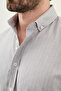 Striped Slim Fit Stand Collar Long Sleeve Men's Shirt Gray - 27144.26Y - 2