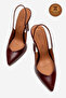 Genuine Leather Burgundy Leather Pointed Toe Flat Sole Stiletto High Heel Shoes Nova - 5