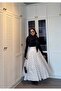 Women's Polka Dot Long White Skirt - 6