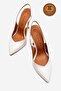 Genuine Leather White Patent Leather Pointed Toe Flat Sole Stiletto High Heel Shoes Nova - 5