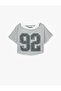 Comfortable Fit Off-The-Shoulder Short Sleeve Athlete Detailed Crop T-Shirt - 3