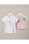 Daisy Patterned Combed Cotton T-Shirt and Shorts Set - 3