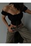 Women's Off-Shoulder Draped Bustier – Stylish Crop Top with Lace-Up Corset Look