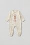 Baby Girl Booties Jumpsuit Ballerina Rabbit Printed Snap Fastener Ecru Bodysuit Jumpsuit 5311 - 2