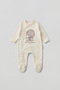 Baby Boy/Girl Overalls with Booties, Elephant Printed Snap Fastener Ecru Bodysuit Overalls 5103 - 2
