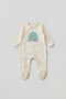 Baby Boy/Girl Romper with Booties Hello World Printed Snap Fastener Ecru Bodysuit Romper 5434 - 2