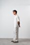 Men's Striped Detailed Linen Oversize Shirt and Trousers Set Ecru - 3