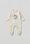 Baby Boy/Girl Romper with Booties, Whale Printed Snap Fastener Ecru Bodysuit Romper 5006 - 2