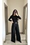 Women's Belted Satin Wide Leg Pants - 2