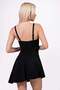 Women's Gathering Black Skirted Dress Swimsuit with Adjustable Straps - 3