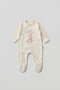Baby Girl Booties Jumpsuit Mermaid Printed Snap Fastener Ecru Bodysuit Jumpsuit 5801 - 2