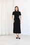 Women's Gold Buckle Detailed Side Tie Black Short Sleeve Dress - 6