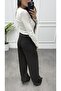 Women's Belted Palazzo Trousers with Sewing Detail - 3