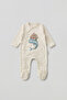 Baby Boy/Girl Romper with Booties, Whale Printed Snap Fastener Ecru Bodysuit Romper 5005 - 2