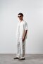 Men's Striped Detailed Linen Oversize Shirt and Trousers Set Ecru - 2