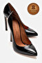 Genuine Leather Black Patent Leather Pointed Toe Stiletto High Heeled Shoes Noah - 2