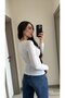 Women's Cashmere Lace Detail V-Neck Blouse - 4