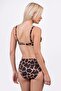 Women's Gathered Patterned Brown Bikini Set - 3
