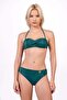 Women's Accessory Glittery Fabric Strapless Green Bikini Set