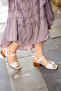02795 Genuine Leather Ankle Strap Buckle Detailed Thick Heeled Sandals - 4