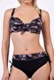 Women's Plus Size Underwire Supported Black Patterned Bikini Set - 2