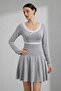 Women's Gray Lace Detailed Long Sleeve Mini Dress - 2