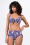 Women's Plus Size Underwire Supported Blue Ethnic Patterned Bikini Set - 4