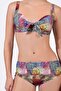 Women's Plus Size Underwire Supported Yellow Pink Patterned Bikini Set - 3