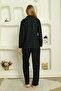 Women's Seasonal Collared Buttoned Suede Pajama Set - 3