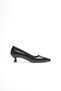 Women's Black Wrinkled Patent Leather Short Heeled Stiletto Shoes Tr20Ms03C