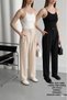 High Waist Double Pleated Crepe Fabric Women's Trousers - 2
