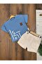 Oversize Combed Cotton Short Sleeve T-Shirt Patterned Muslin Shorts Bottom Top Summer Baby Boy Set