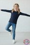 Long Sleeve Children's T-Shirt - Unisex Navy Blue Basic Cotton Crew Neck Long Sleeve Combed Cotton Children's T-Shirt - 5