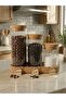 Set of 3 Optical Glass Jars with Cork Lids Vacuum Storage Jars 650-850-1100 ml - 3