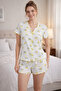 Women's Short Sleeve Bow Shorts Cotton Pajama Set - 2