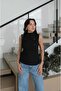 Black Double Buttoned Blouse with Adjustable Belt - 6