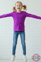 Long Sleeve Children's T-Shirt - Unisex Purple Basic Cotton Crew Neck Long Sleeve Combed Cotton Children's T-Shirt - 5