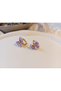 Xuping Gold Luxury Plated Purple Enamel Butterfly Hoop Earrings - 1.5 cm (with Zircon Stone Detail) - 2
