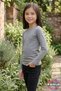 Long Sleeve Children's T-Shirt - Unisex Gray Basic Cotton Crew Neck Long Sleeve Combed Cotton Children's T-Shirt - 7
