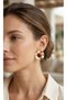 Vintage Model Burgundy Gold Color Brass Women's Earrings